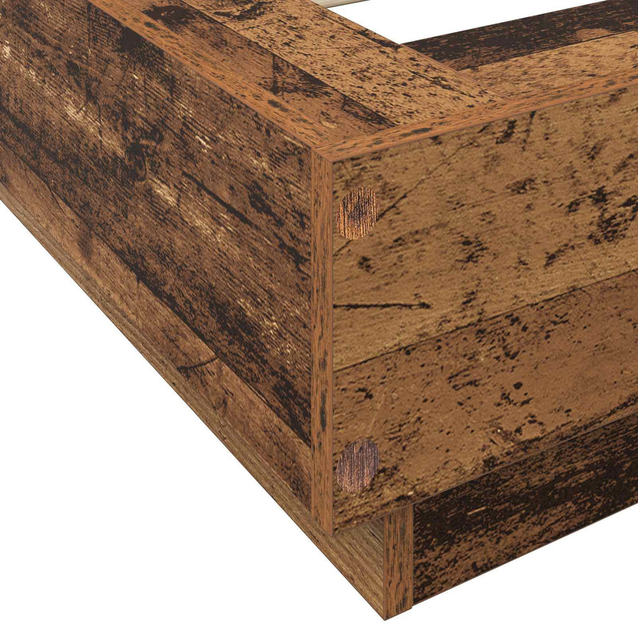 Bed Frame met LED Oud hout 80 x 200 cm Bewerkt hout