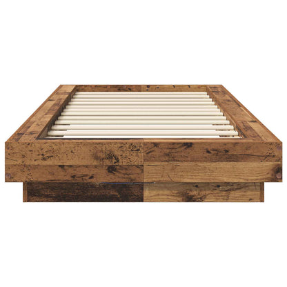 Bed Frame met LED Oud hout 80 x 200 cm Bewerkt hout