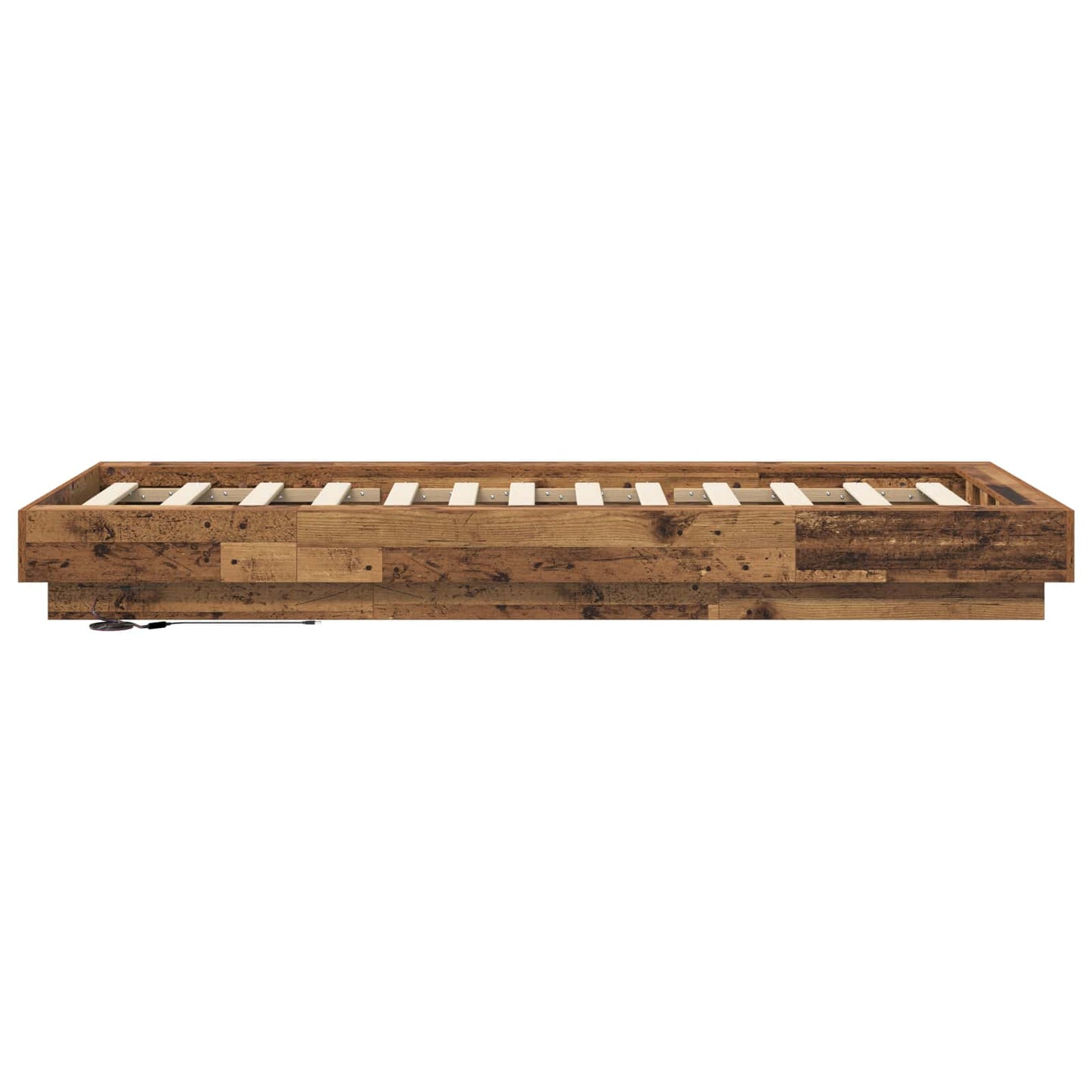 Bed Frame met LED Oud hout 80 x 200 cm Bewerkt hout