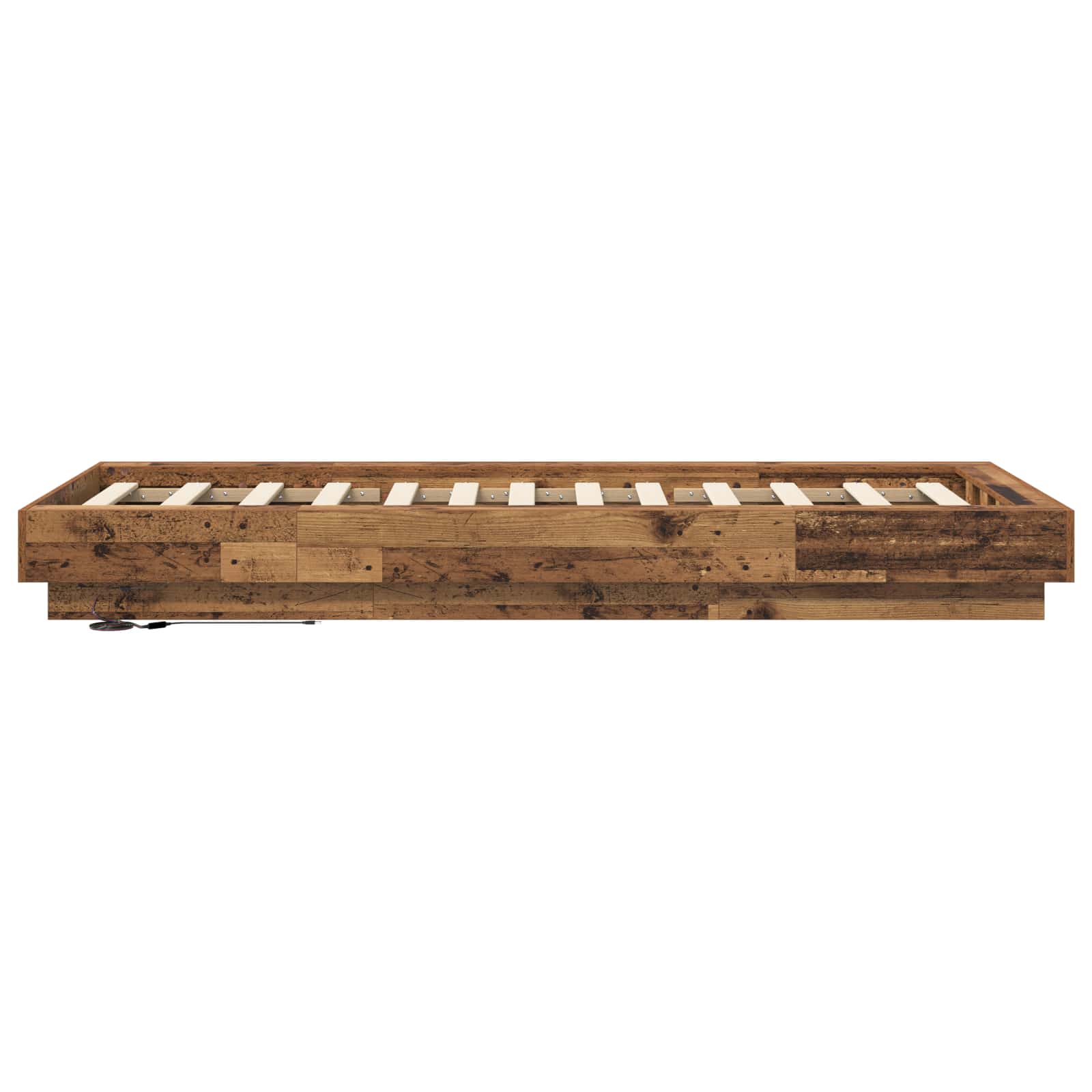 Bed Frame met LED Oud hout 80 x 200 cm Bewerkt hout