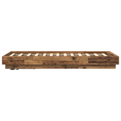 Bed Frame met LED Oud hout 80 x 200 cm Bewerkt hout