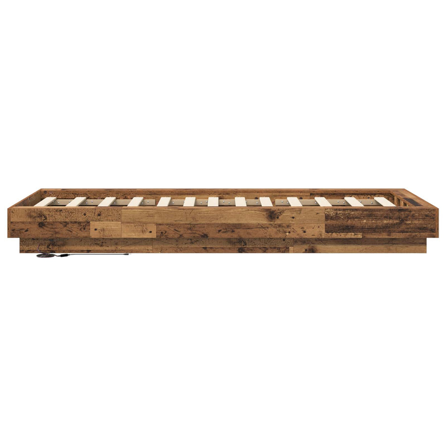 Bed Frame met LED Oud hout 80 x 200 cm Bewerkt hout