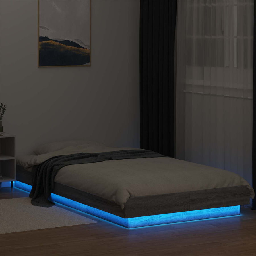 Bed Frame met LED Grijs Sonoma 80 x 200 cm Bewerkt hout