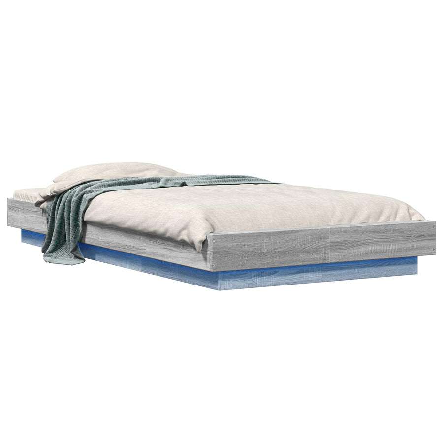 Bed Frame met LED Grijs Sonoma 80 x 200 cm Bewerkt hout