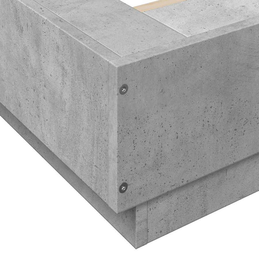 Bed Frame met LED Betongrijs 80 x 200 cm Bewerkt hout