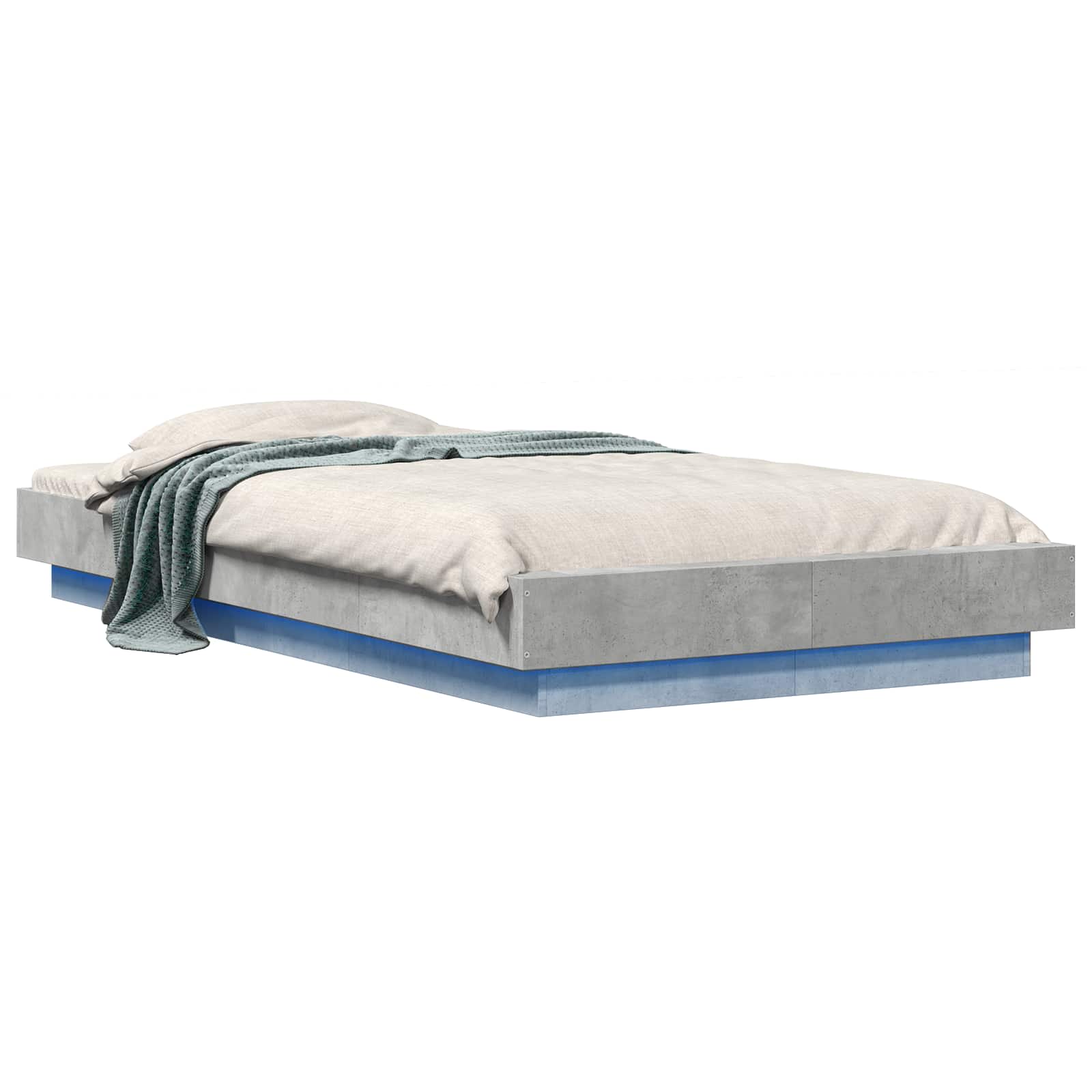 Bed Frame met LED Betongrijs 80 x 200 cm Bewerkt hout