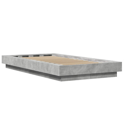 Bed Frame met LED Betongrijs 80 x 200 cm Bewerkt hout