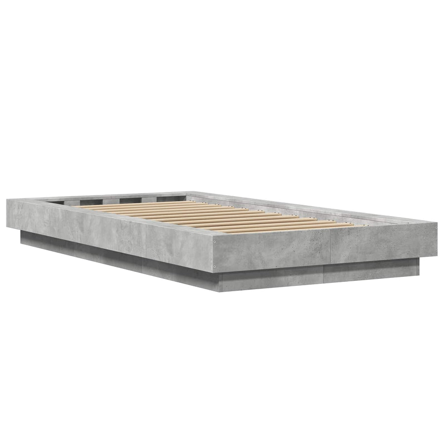 Bed Frame met LED Betongrijs 80 x 200 cm Bewerkt hout