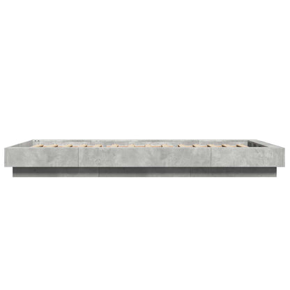 Bed Frame met LED Betongrijs 80 x 200 cm Bewerkt hout