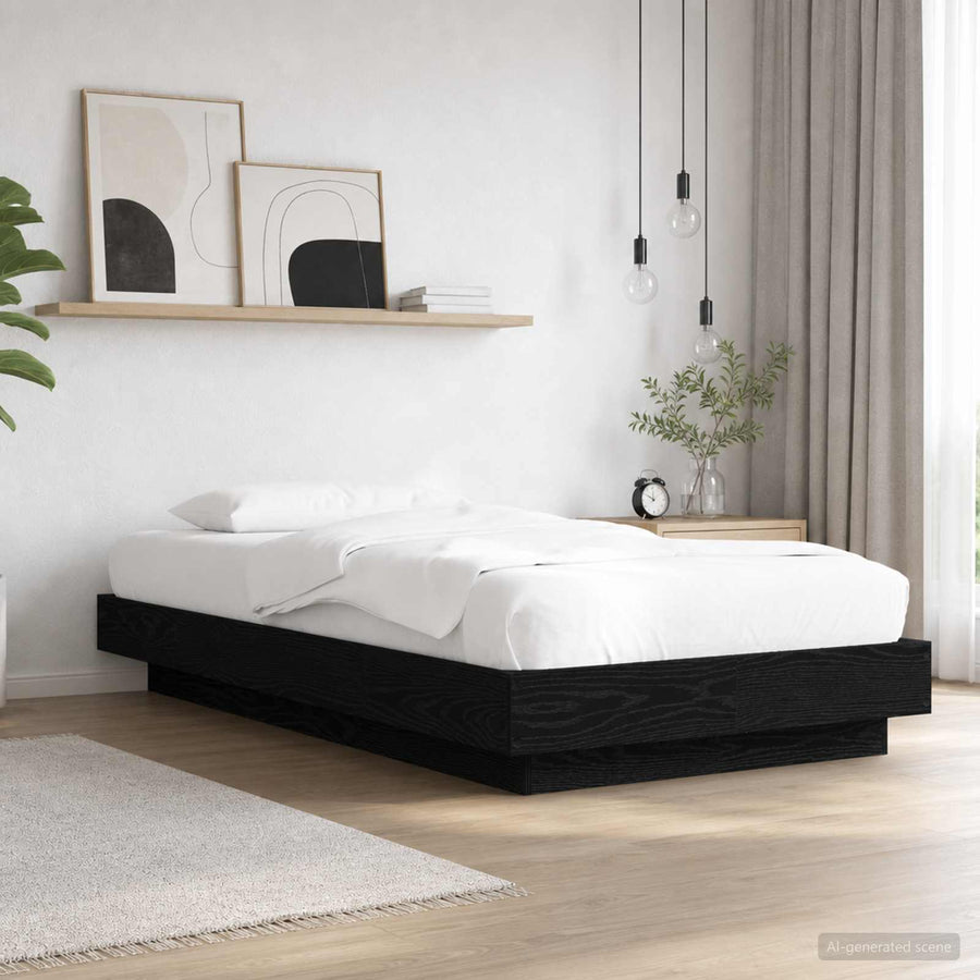 Bed Frame met LED Zwart eiken 80 x 200 cm Bewerkt hout