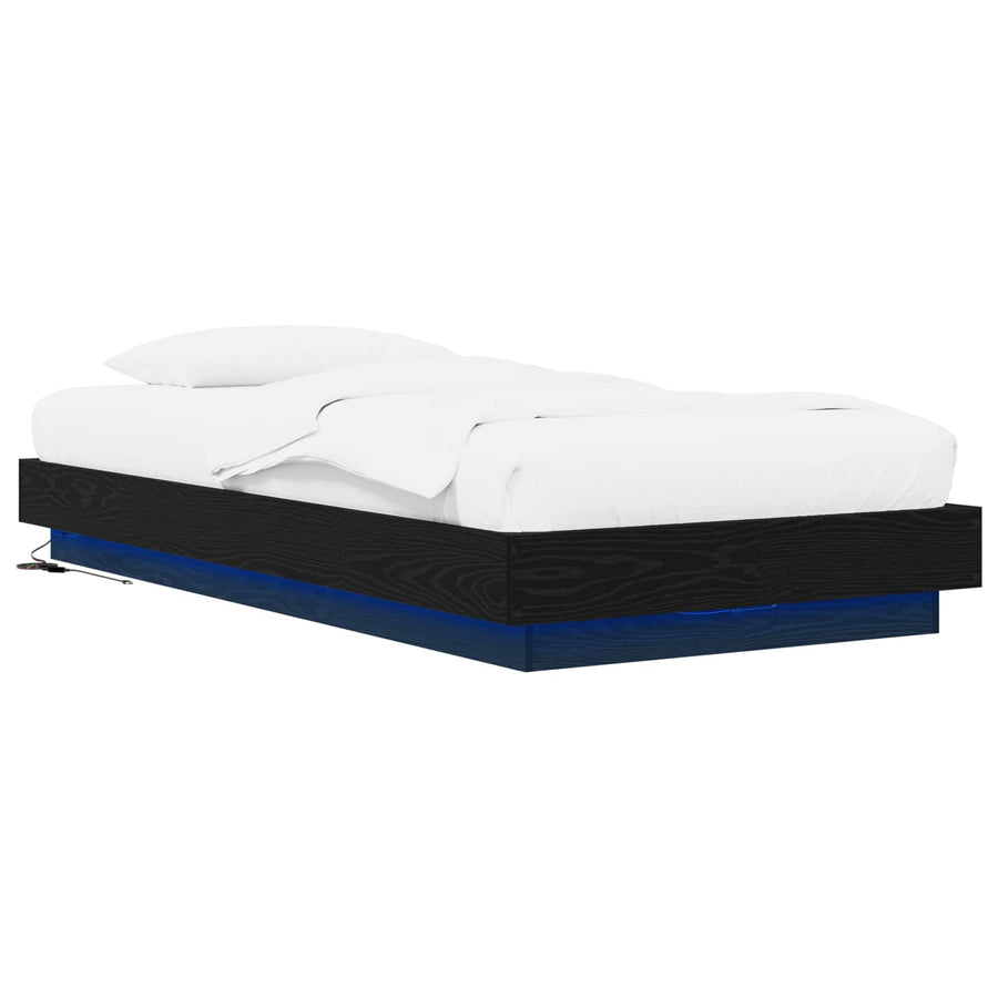 Bed Frame met LED Zwart eiken 80 x 200 cm Bewerkt hout