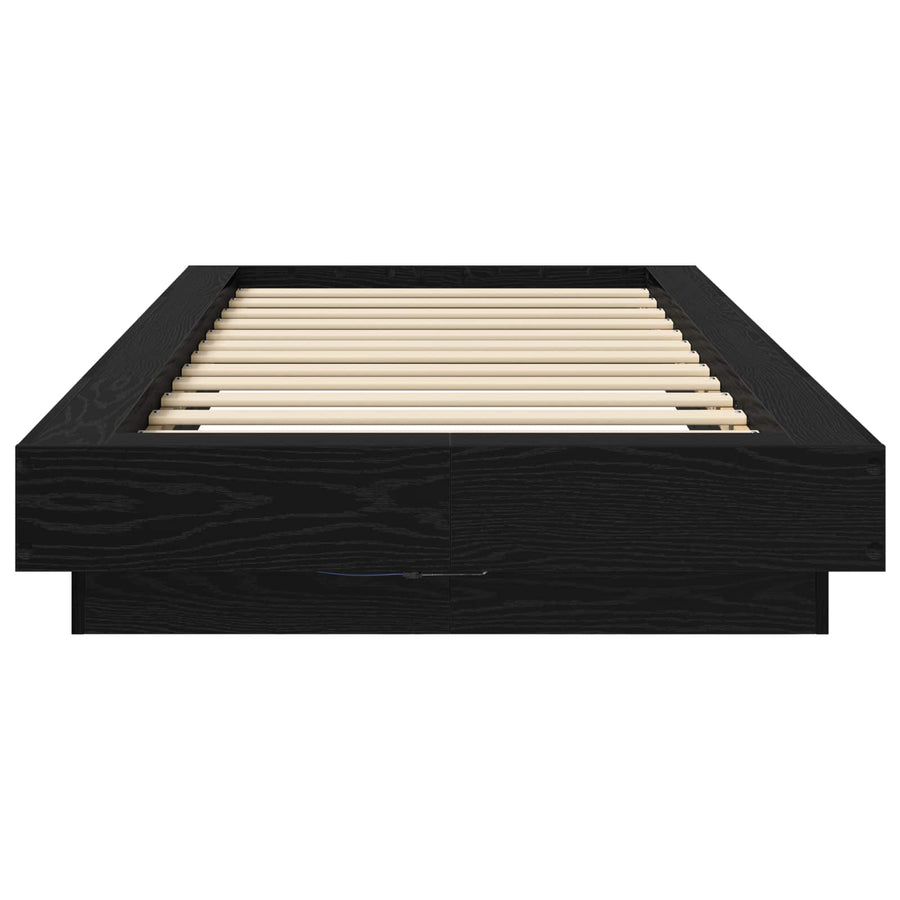 Bed Frame met LED Zwart eiken 80 x 200 cm Bewerkt hout