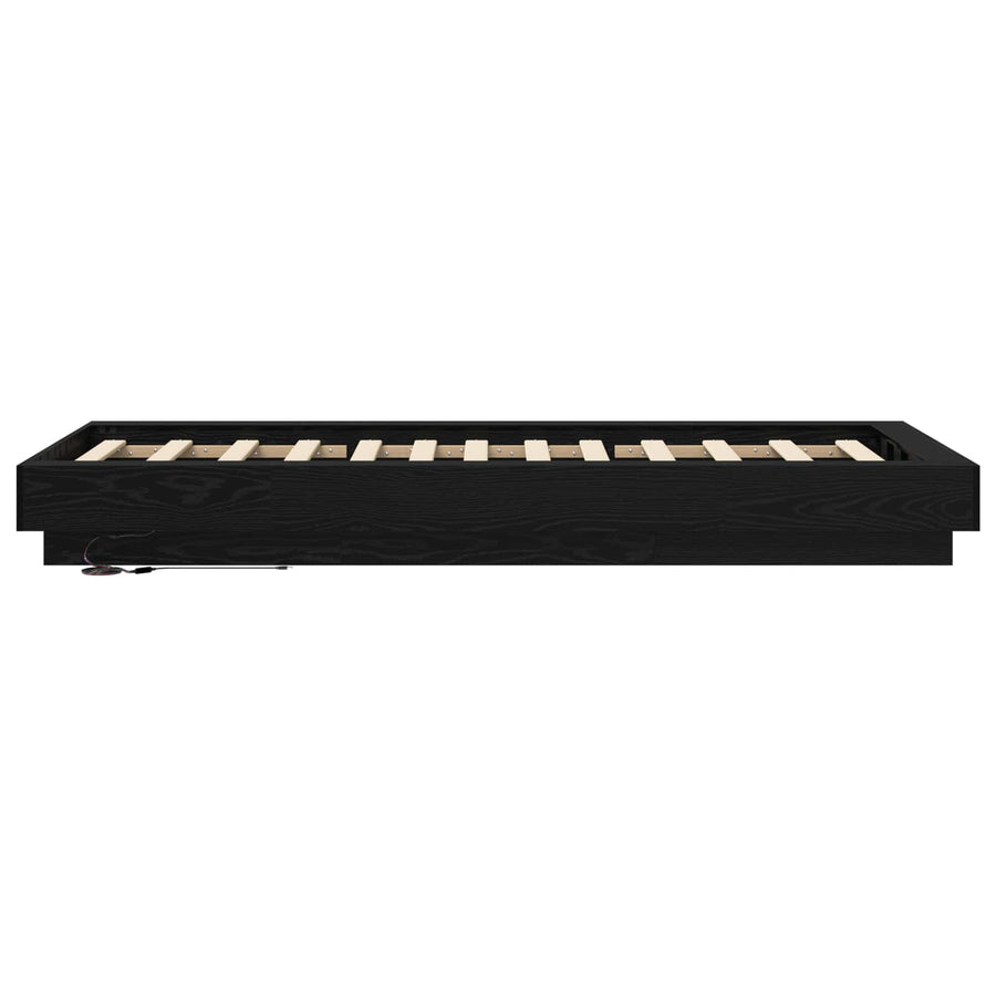 Bed Frame met LED Zwart eiken 80 x 200 cm Bewerkt hout