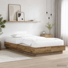 Bed Frame met LED Artisanaal eiken 80 x 200 cm Bewerkt hout