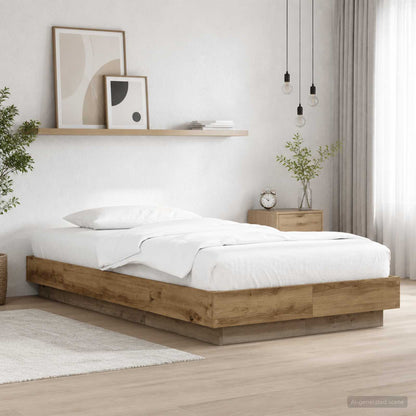 Bed Frame met LED Artisanaal eiken 80 x 200 cm Bewerkt hout