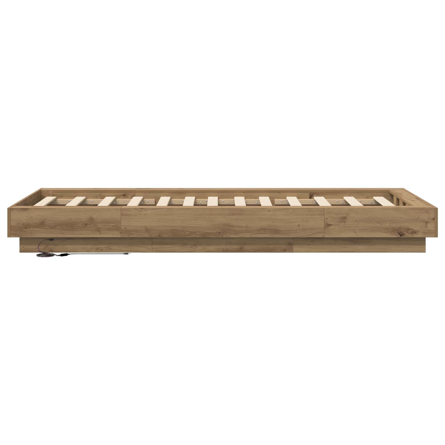 Bed Frame met LED Artisanaal eiken 80 x 200 cm Bewerkt hout