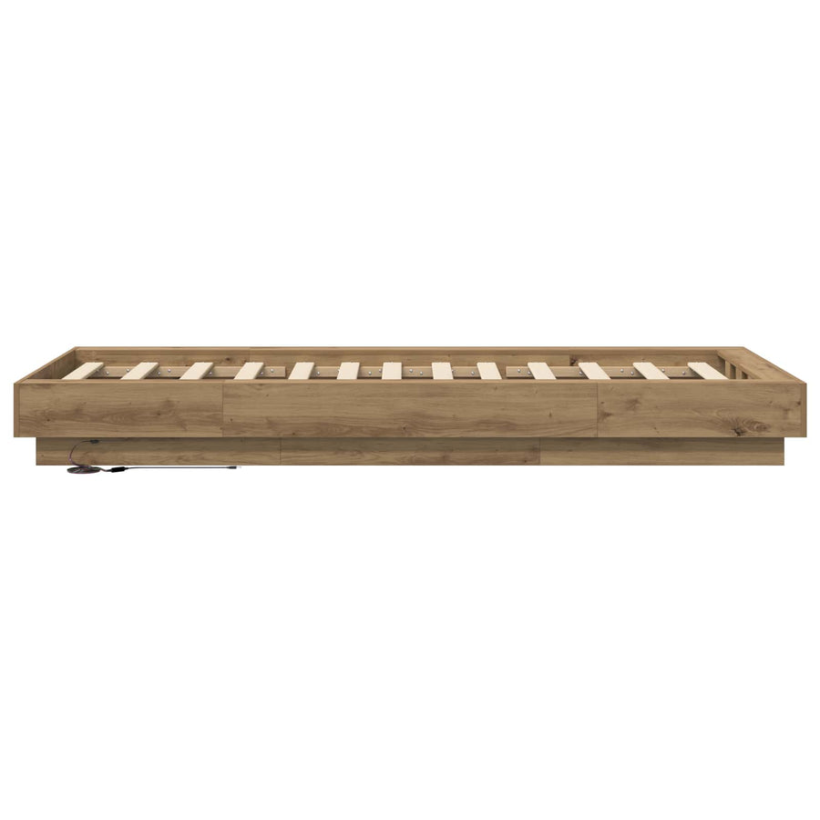 Bed Frame met LED Artisanaal eiken 80 x 200 cm Bewerkt hout