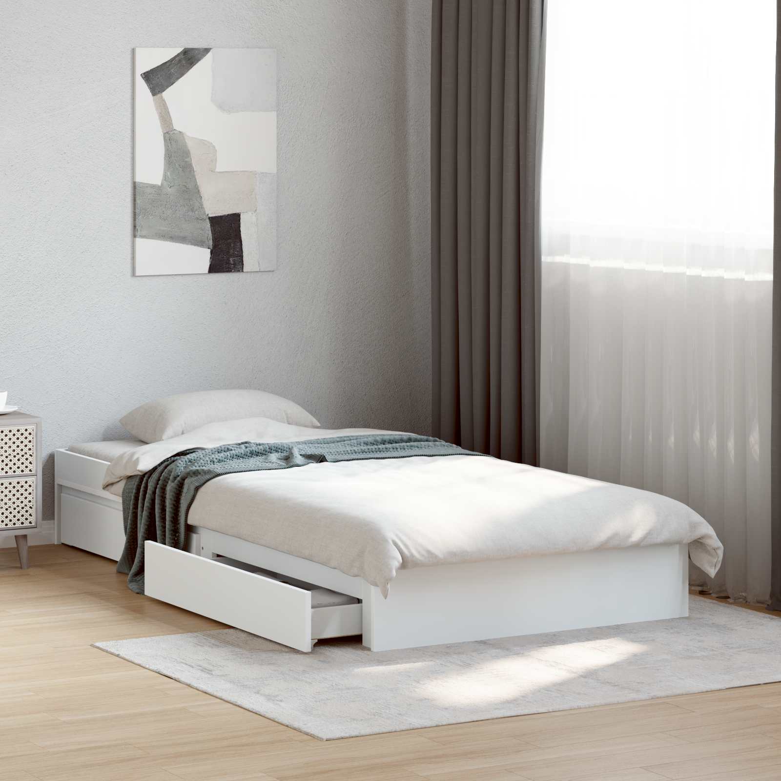 Bedframe met opslag met lade Wit 80 x 200 cm Bewerkt hout