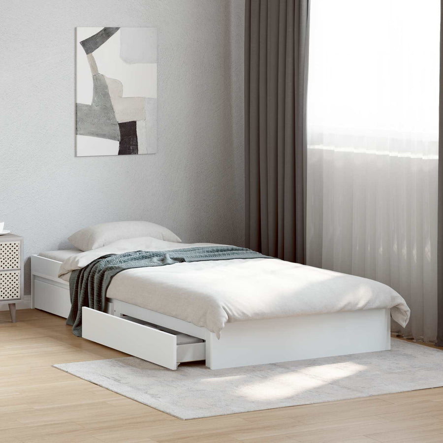 Bedframe met opslag met lade Wit 80 x 200 cm Bewerkt hout