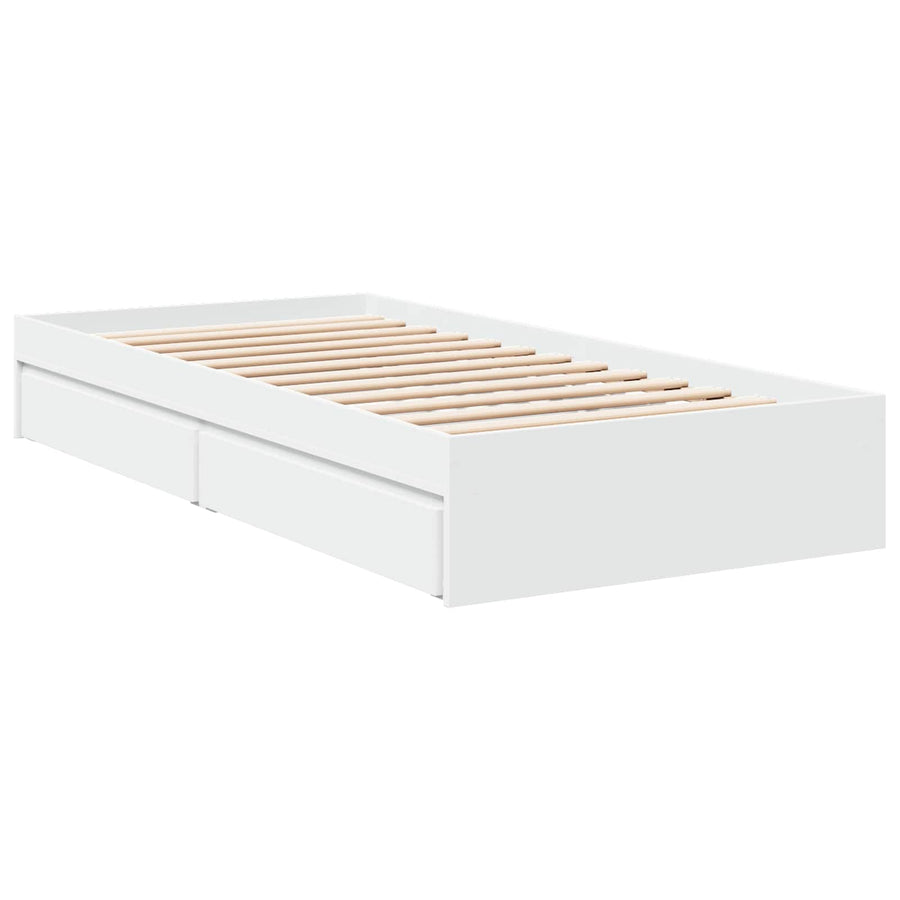 Bedframe met opslag met lade Wit 80 x 200 cm Bewerkt hout