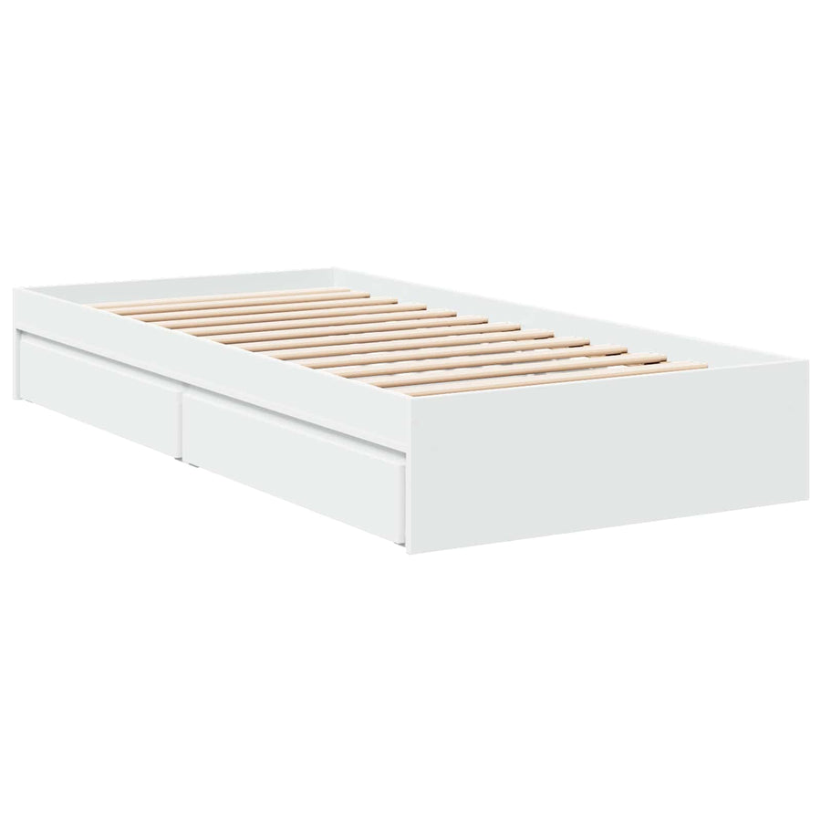 Bedframe met opslag met lade Wit 80 x 200 cm Bewerkt hout