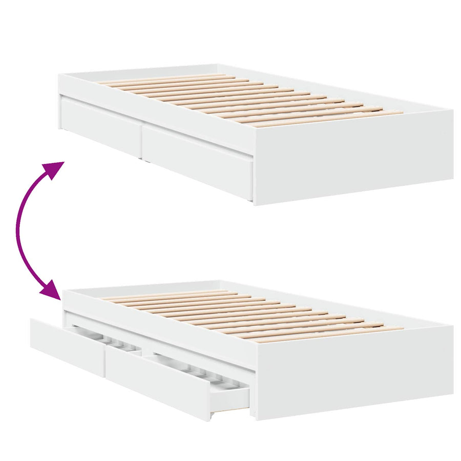Bedframe met opslag met lade Wit 80 x 200 cm Bewerkt hout
