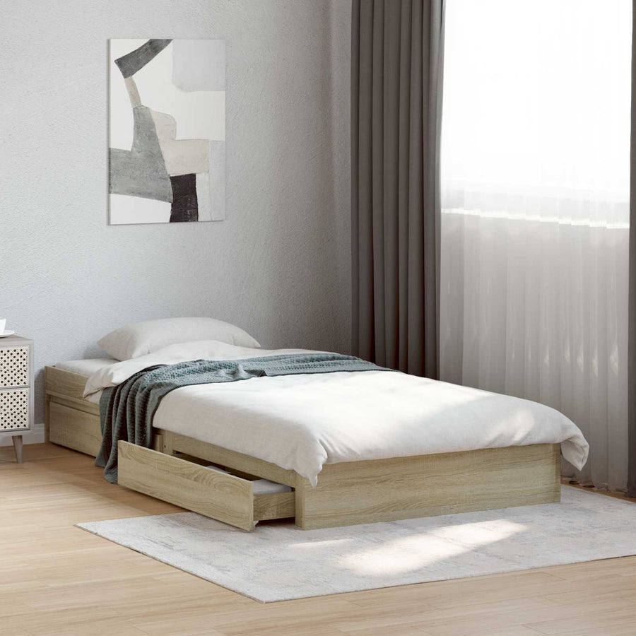 Bedframe met opslag Sonoma Eiken 80 x 200 cm Bewerkt hout