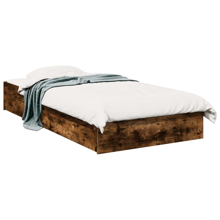 Bedframe met opslag Gerookt eiken 80 x 200 cm Bewerkt hout