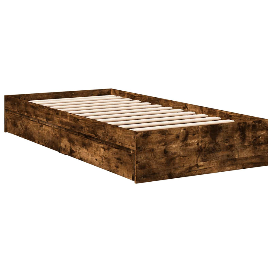 Bedframe met opslag Gerookt eiken 80 x 200 cm Bewerkt hout