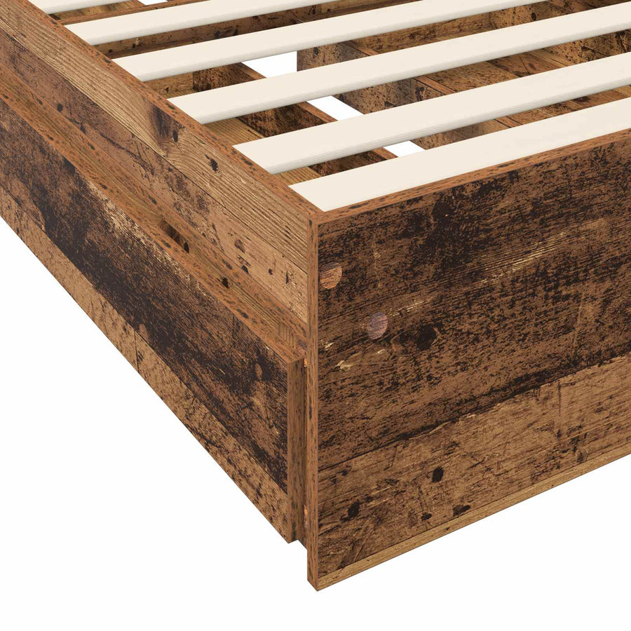 Bedframe met opslag met lade Oud hout 80 x 200 cm Bewerkt hout