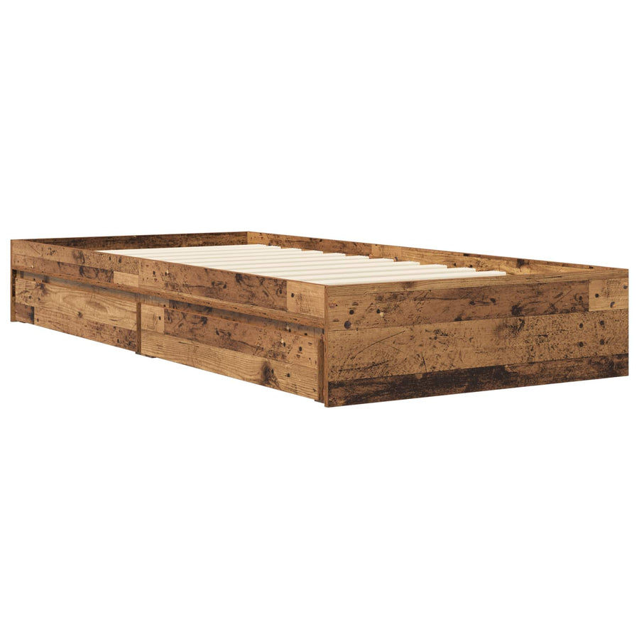 Bedframe met opslag met lade Oud hout 80 x 200 cm Bewerkt hout