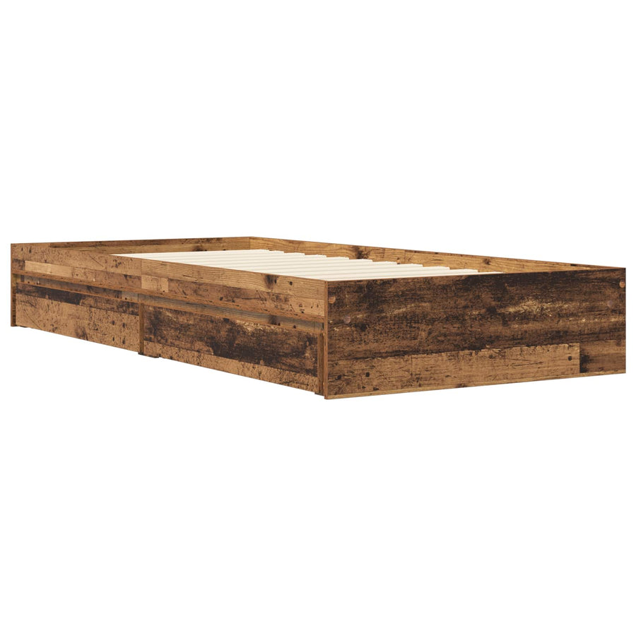 Bedframe met opslag met lade Oud hout 80 x 200 cm Bewerkt hout