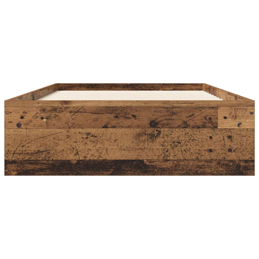 Bedframe met opslag met lade Oud hout 80 x 200 cm Bewerkt hout