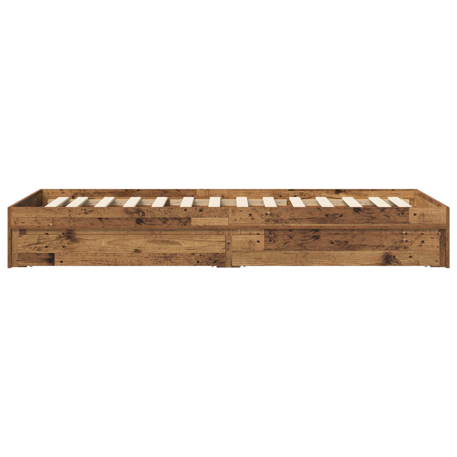 Bedframe met opslag met lade Oud hout 80 x 200 cm Bewerkt hout