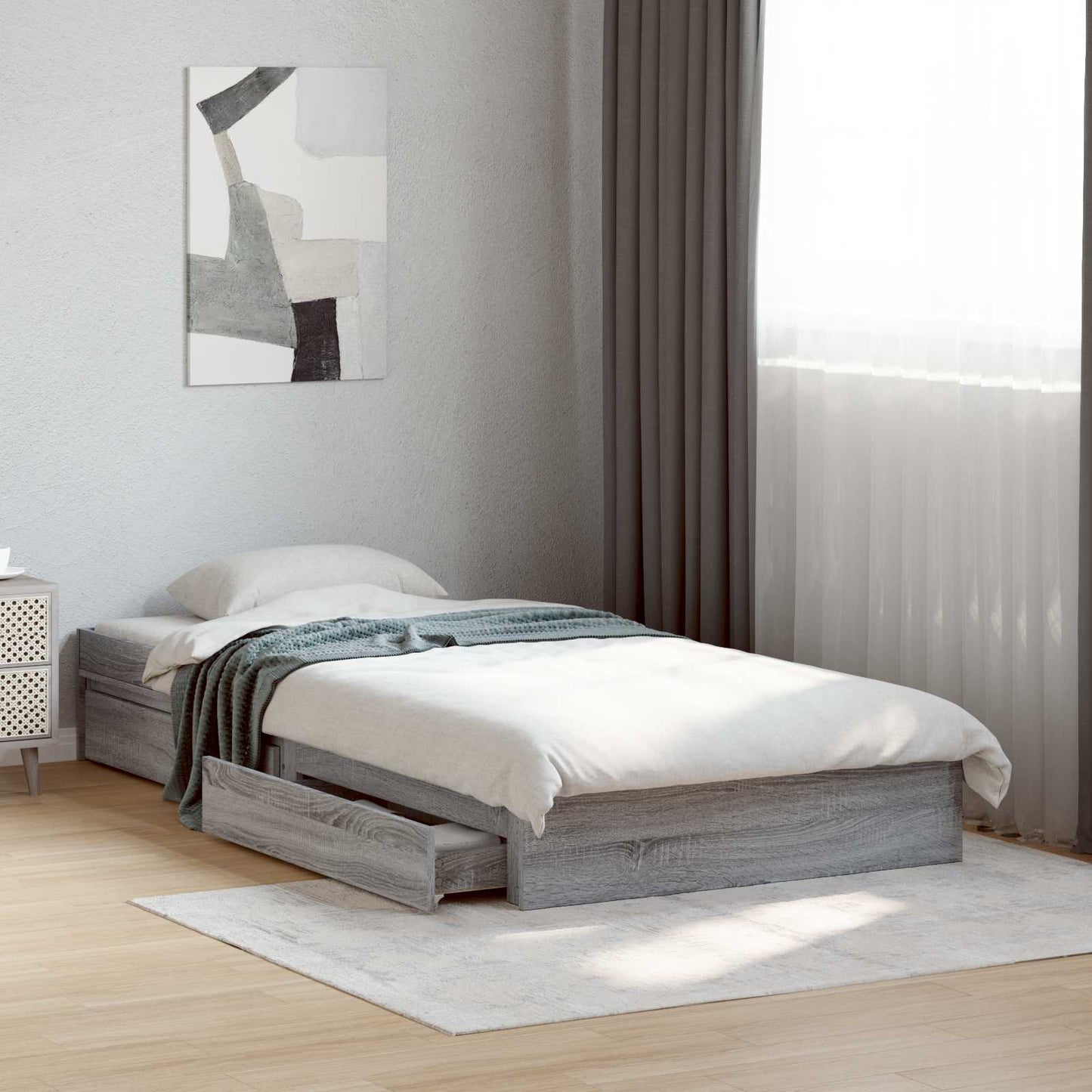 Bedframe met opslag Grijs Sonoma 80 x 200 cm Bewerkt hout