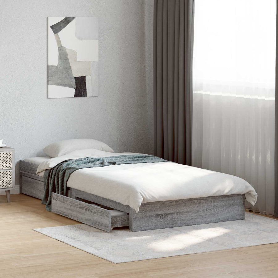 Bedframe met opslag Grijs Sonoma 80 x 200 cm Bewerkt hout