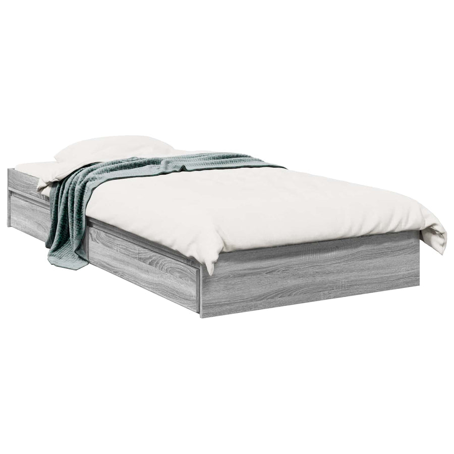 Bedframe met opslag Grijs Sonoma 80 x 200 cm Bewerkt hout