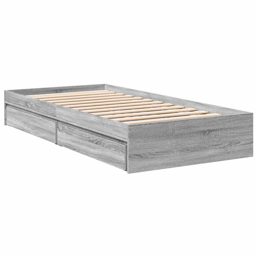 Bedframe met opslag Grijs Sonoma 80 x 200 cm Bewerkt hout