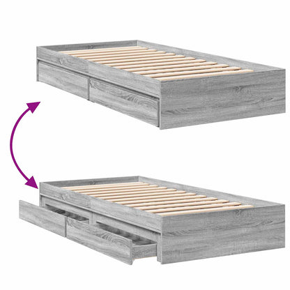 Bedframe met opslag Grijs Sonoma 80 x 200 cm Bewerkt hout