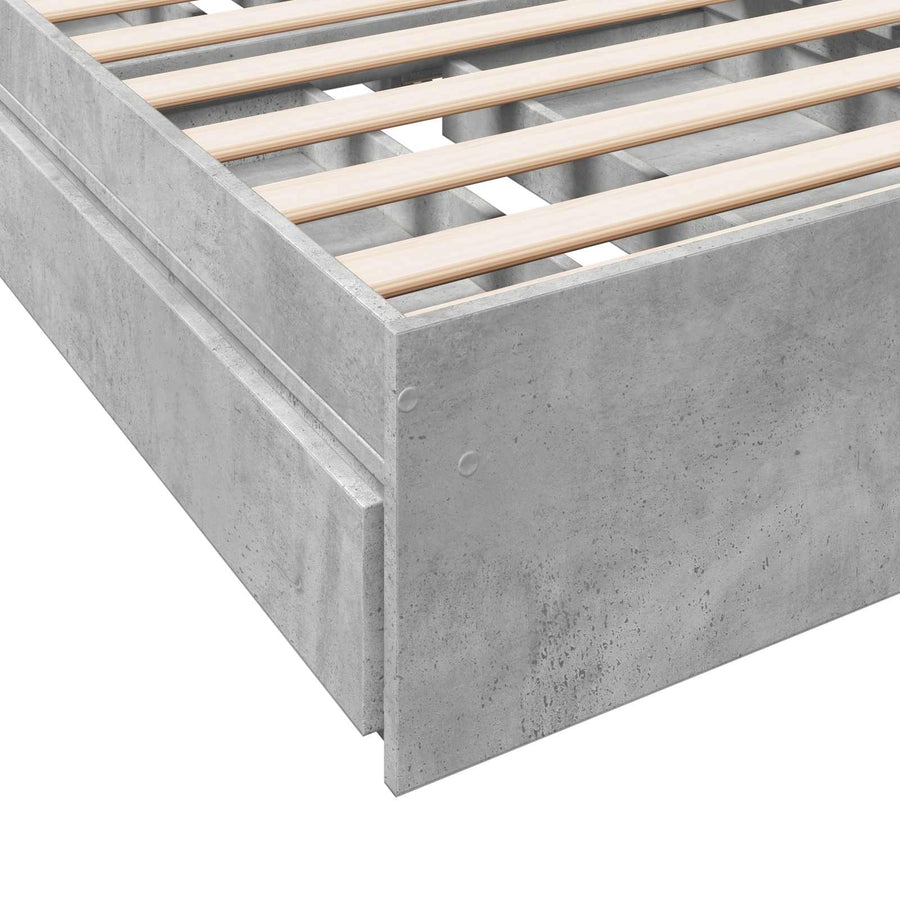 Bedframe met opslag Betongrijs 80 x 200 cm Bewerkt hout