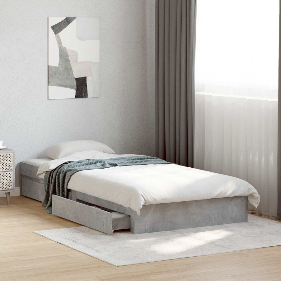 Bedframe met opslag Betongrijs 80 x 200 cm Bewerkt hout