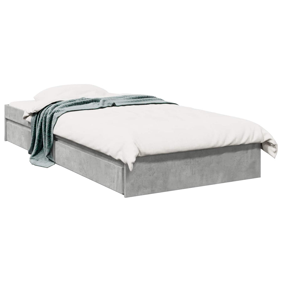 Bedframe met opslag Betongrijs 80 x 200 cm Bewerkt hout