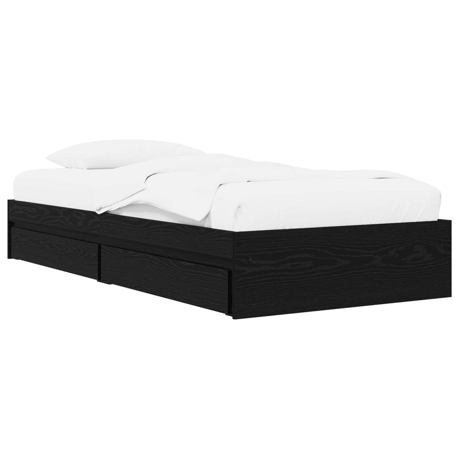 Bedframe met opslag Zwart eiken 80 x 200 cm Bewerkt hout
