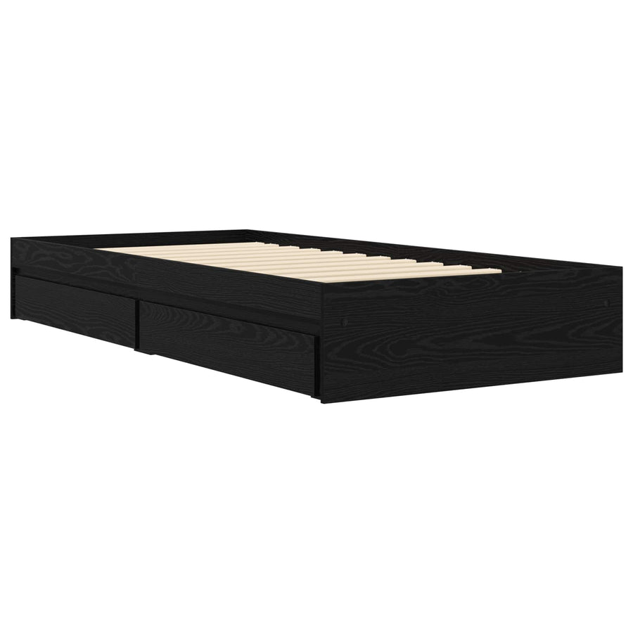 Bedframe met opslag Zwart eiken 80 x 200 cm Bewerkt hout