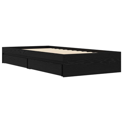 Bedframe met opslag Zwart eiken 80 x 200 cm Bewerkt hout