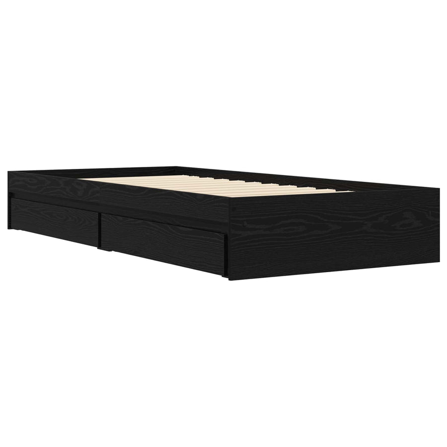 Bedframe met opslag Zwart eiken 80 x 200 cm Bewerkt hout