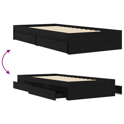 Bedframe met opslag Zwart eiken 80 x 200 cm Bewerkt hout