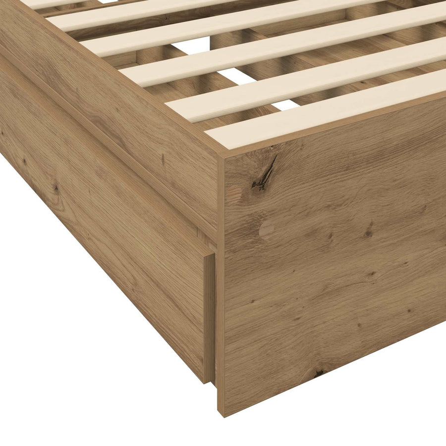 Bedframe met opslag Artisanaal eiken 80 x 200 cm Bewerkt hout