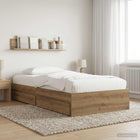 Bedframe met opslag Artisanaal eiken 80 x 200 cm Bewerkt hout