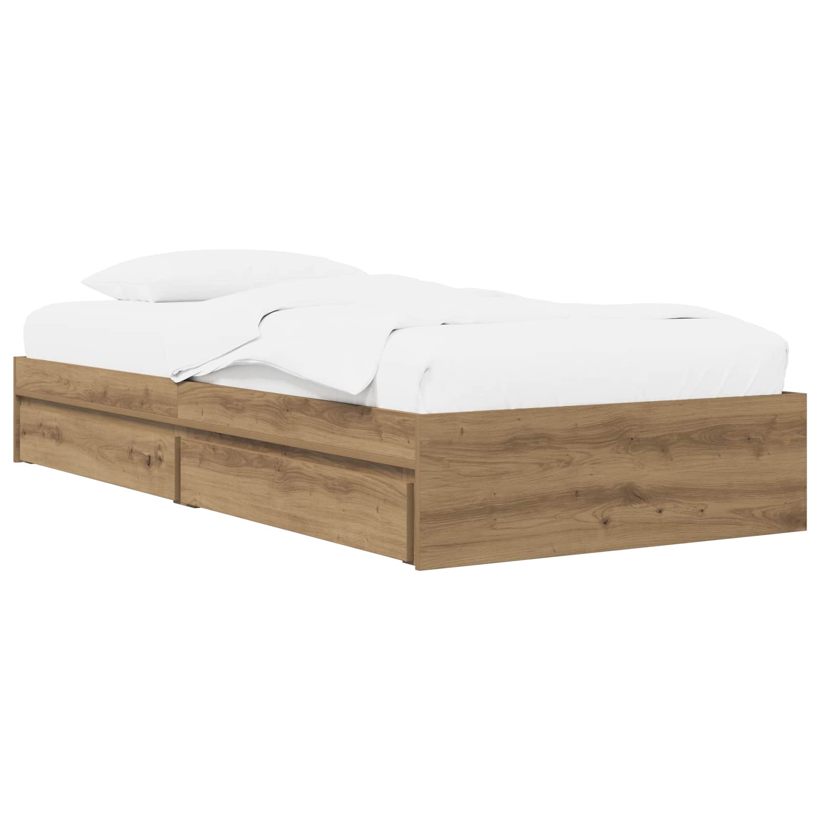 Bedframe met opslag Artisanaal eiken 80 x 200 cm Bewerkt hout
